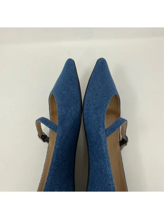 New Stuart Weitzman Emilia Mary Jane Ballerina Flats Denim Sz 8 - Picture 12 of 14